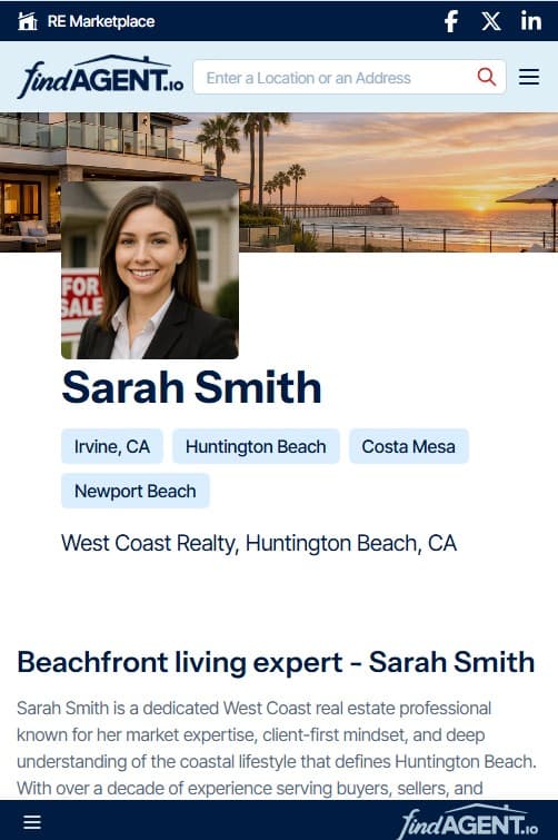 Mobile profile page view