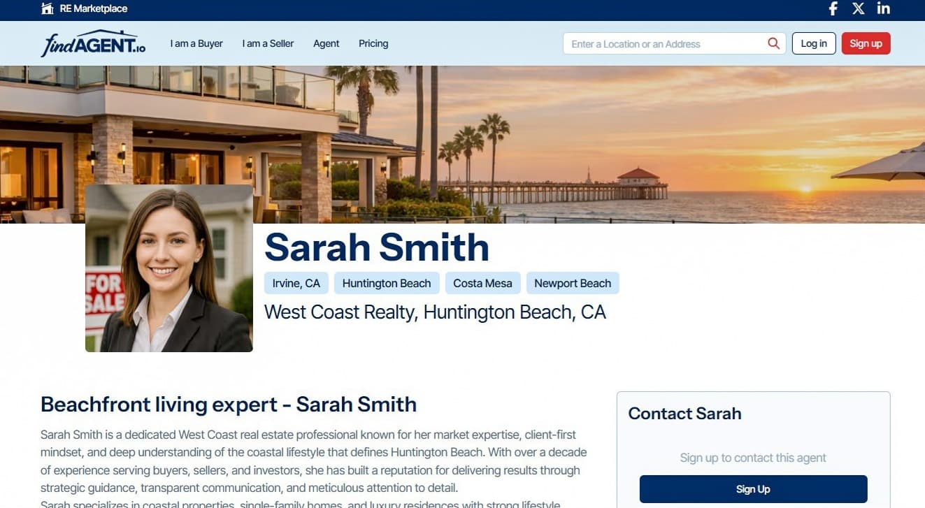 Desktop profile page view